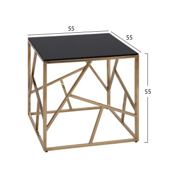 Side Table JANA with black glass and gold base 55x55x55Hcm.FK8619.01 Side Table JANA with black glass and gold base 55x55x55Hcm.FK8619.01