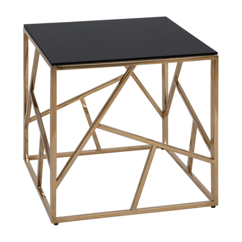Side Table JANA with black glass and gold base 55x55x55Hcm.FK8619.01 Side Table JANA with black glass and gold base 55x55x55Hcm.FK8619.01