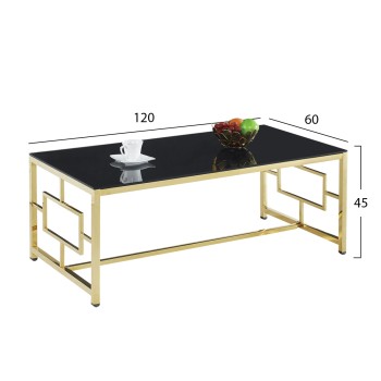 Coffee table YARA FK8623.02 by black glass and gilded framework 120X60Χ45 cm Coffee table YARA FK8623.02 by black glass and gilded framework 120X60Χ45 cm