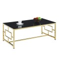 Coffee table YARA FK8623.02 by black glass and gilded framework 120X60Χ45 cm Coffee table YARA FK8623.02 by black glass and gilded framework 120X60Χ45 cm
