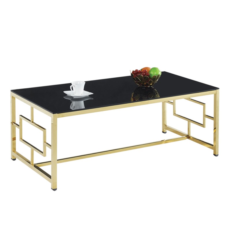 Coffee table YARA FK8623.02 by black glass and gilded framework 120X60Χ45 cm Coffee table YARA FK8623.02 by black glass and gilded framework 120X60Χ45 cm