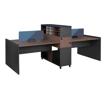 Office Workstation Double Walnut and Grey with partition & cabinets 284x120x120 FK2102