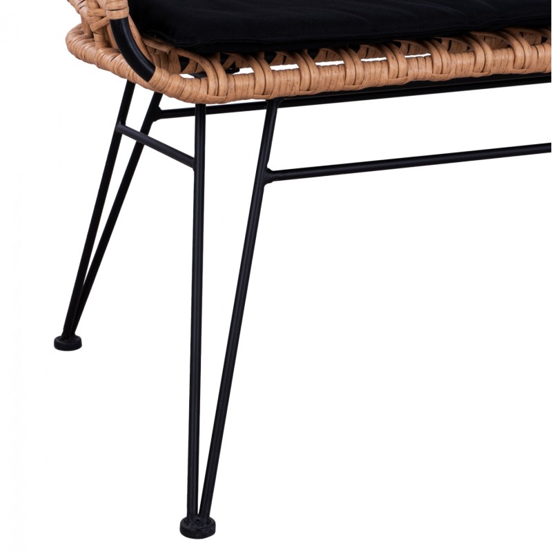 Metallic Bence Allegra FK5692 with wicker Black-Beige 124x57x77cm Metallic Bence Allegra FK5692 with wicker Black-Beige 124x57x77cm