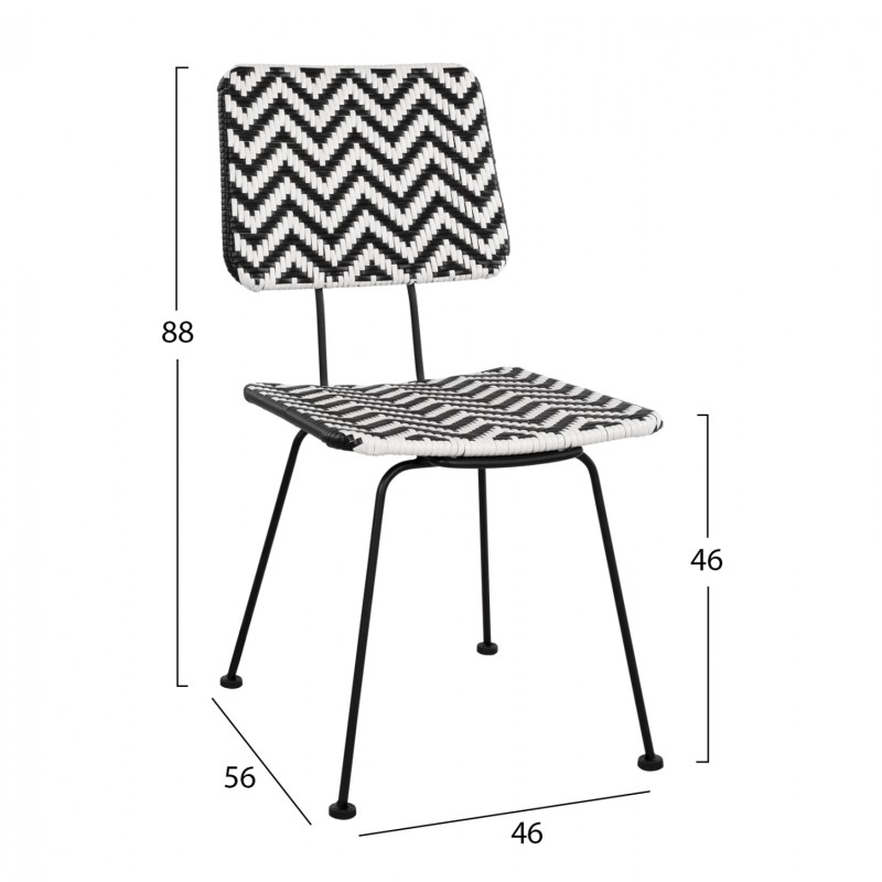 Metallic chair Allegra FK5693 with wivker Black-White 46x56x88cm Metallic chair Allegra FK5693 with wivker Black-White 46x56x88cm