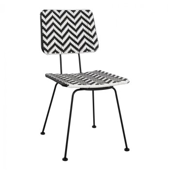 Metallic chair Allegra FK5693 with wivker Black-White 46x56x88cm