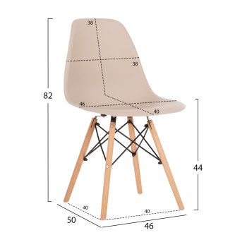 DINING CHAIR TWIST FK8460.25 WOODEN LEGS-POLYPROPYLENE SEAT IN CAPPUCCINO COLOR 46x50x82Hcm.