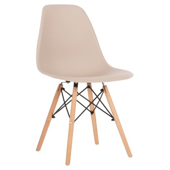 DINING CHAIR TWIST FK8460.25 WOODEN LEGS-POLYPROPYLENE SEAT IN CAPPUCCINO COLOR 46x50x82Hcm.