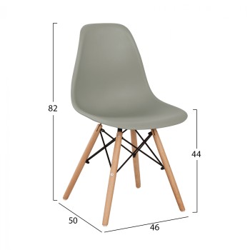 Chair with wooden legs and seat Twist PP Grey FK8460.10 46x50x82 cm