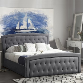 Bed Odelia Velvet Grey and Storage space 160x200 cm FK581.01