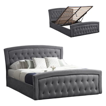 Bed Odelia Velvet Grey and Storage space 160x200 cm FK581.01
