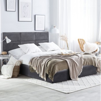 Bed Briley Velvet Grey with storage space 160x200 cm FK583.01