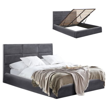 Bed Briley Velvet Grey with storage space 160x200 cm FK583.01