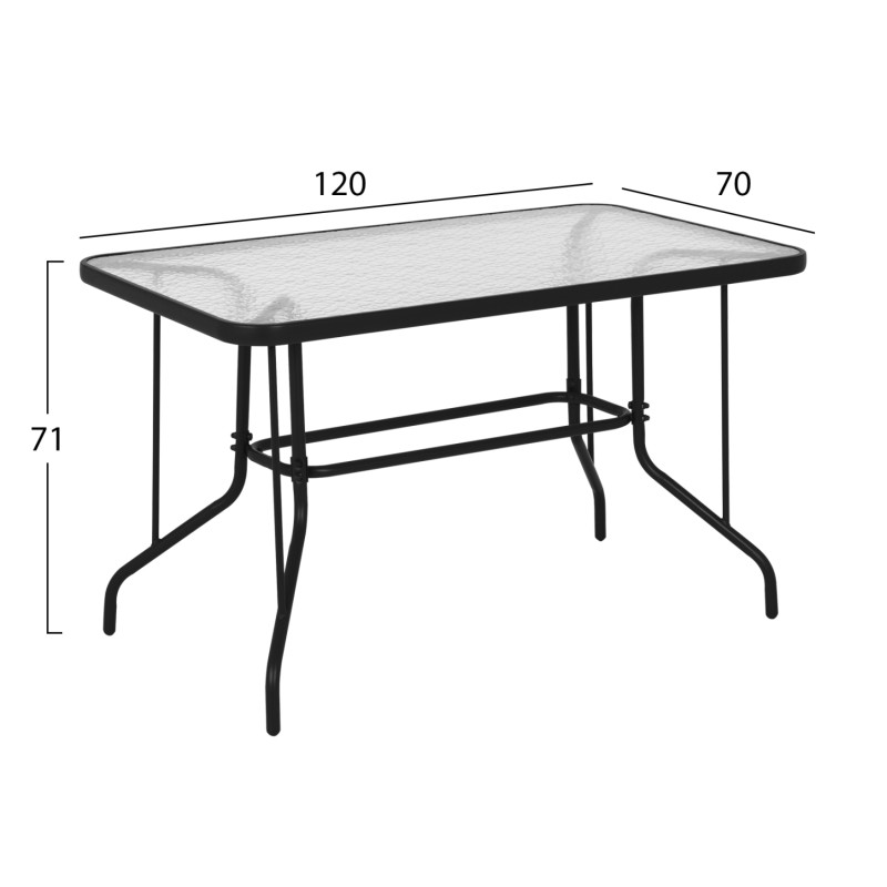 OUTDOOR METALLIC TABLE ADAM FK5679.01 GREY WITH REINFORCED GLASS TOP 120Χ70Χ71Hcm. OUTDOOR METALLIC TABLE ADAM FK5679.01 GREY WITH REINFORCED GLASS TOP 120Χ70Χ71Hcm.