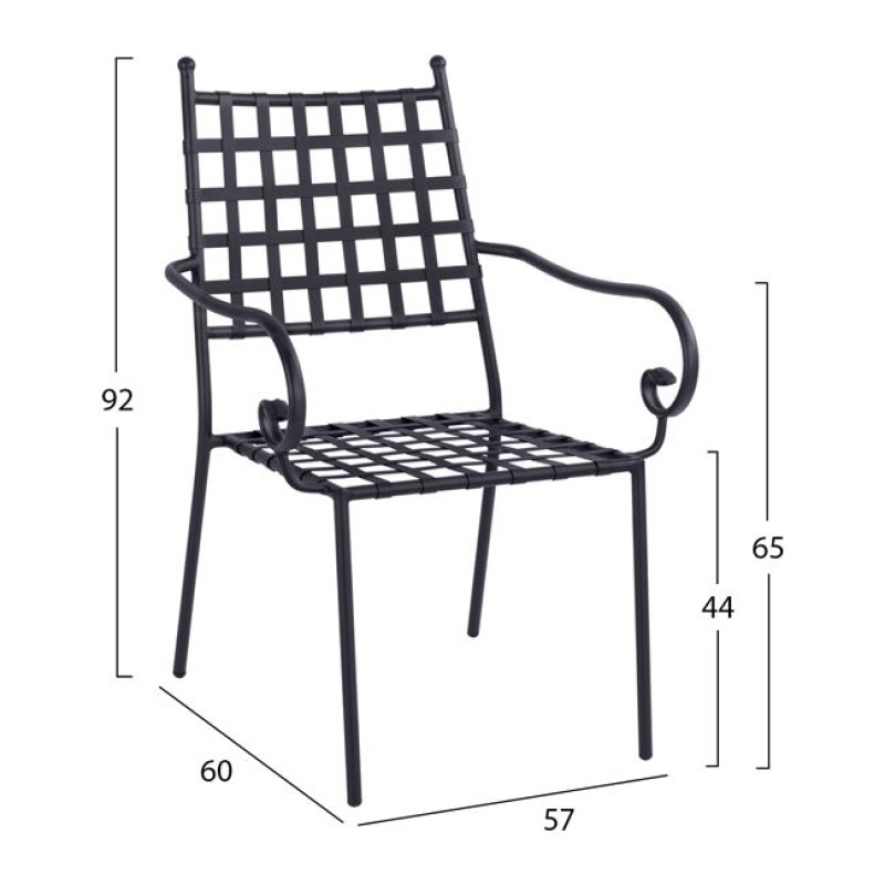 Metallic armchair KENNEDY FK5171.11 Black color 57x60x92H cm Metallic armchair KENNEDY FK5171.11 Black color 57x60x92H cm