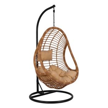 Hanging Armchair Nest FK5541.01 with wicker & pillows beige Diameter95x195cm