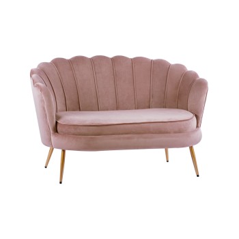 Sofa 2 seater Coquille FK8627.02 from velvet rotten apple & gold legs 130x81x86cm