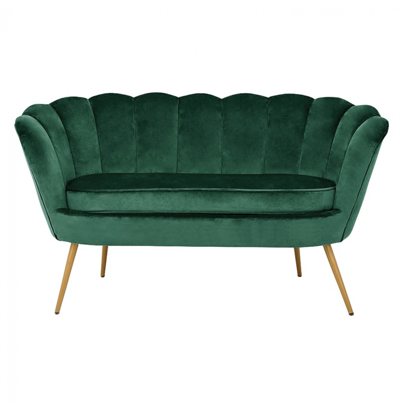 Sofa 2 seater Coquille FK8627.03 from cyppress green velvet with gold legs 130x77x83cm Sofa 2 seater Coquille FK8627.03 from cyppress green velvet with gold legs 130x77x83cm