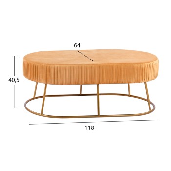 Bench Alinafe FK8635.09 from gold velvet with gold base 118x64x40,5cm Bench Alinafe FK8635.09 from gold velvet with gold base 118x64x40,5cm