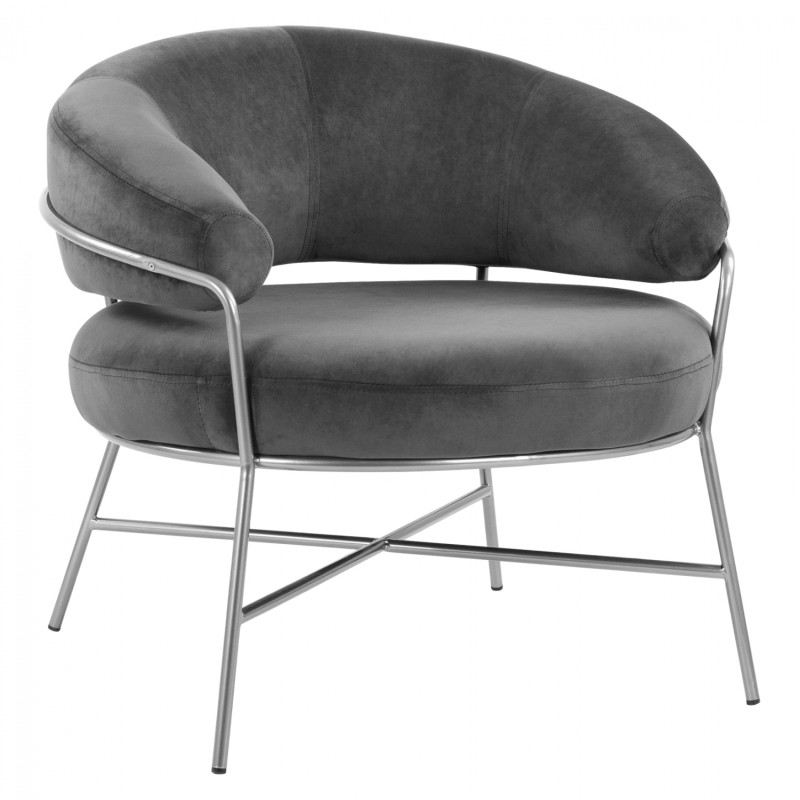 Armchair Trudi FK8639.01 Grey velvet with silver frame 83x75x76 cm. Armchair Trudi FK8639.01 Grey velvet with silver frame 83x75x76 cm.