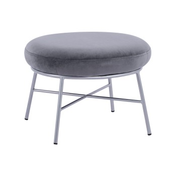 Stool with footrest Trudi FK8640.01 Grey velvet with silver base 55x46x38m