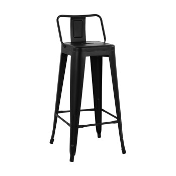 Bar Stool Metallic Melita with back Black matte 43x43x95cm FK8643.22