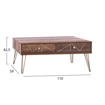 Coffee Table Kaitlyn FK8651 Walnut with gold 110x59x42,5 cm. Coffee Table Kaitlyn FK8651 Walnut with gold 110x59x42,5 cm.