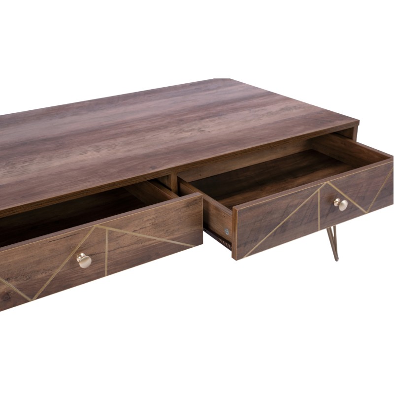Coffee Table Kaitlyn FK8651 Walnut with gold 110x59x42,5 cm. Coffee Table Kaitlyn FK8651 Walnut with gold 110x59x42,5 cm.