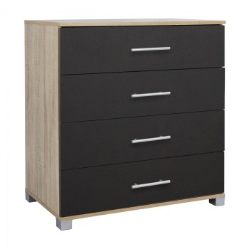 Melamine Drawer FK2204.04 with 4 Drawers Sonama-Grey 75x40x83cm Melamine Drawer FK2204.04 with 4 Drawers Sonama-Grey 75x40x83cm