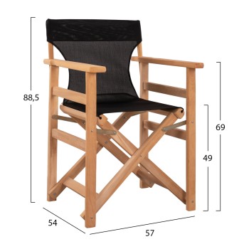 Director's Chair Limnos Impregnated in natural color with black textline FK10543.05 57x54x88.5 cm. Director's Chair Limnos Impregnated in natural color with black textline FK10543.05 57x54x88.5 cm.