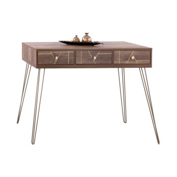 Console Kaitlyn FK8653 Walnut with Gold 120x55x79,5 cm.