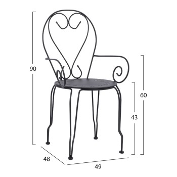 Metallic armchair Amore Black color FK5008.11 49x48x90 cm Metallic armchair Amore Black color FK5008.11 49x48x90 cm