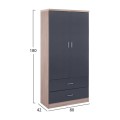 Wardrobe 2 Door with 2 drawers Sonama-Grey 80x42x180cm Wardrobe 2 Door with 2 drawers Sonama-Grey 80x42x180cm