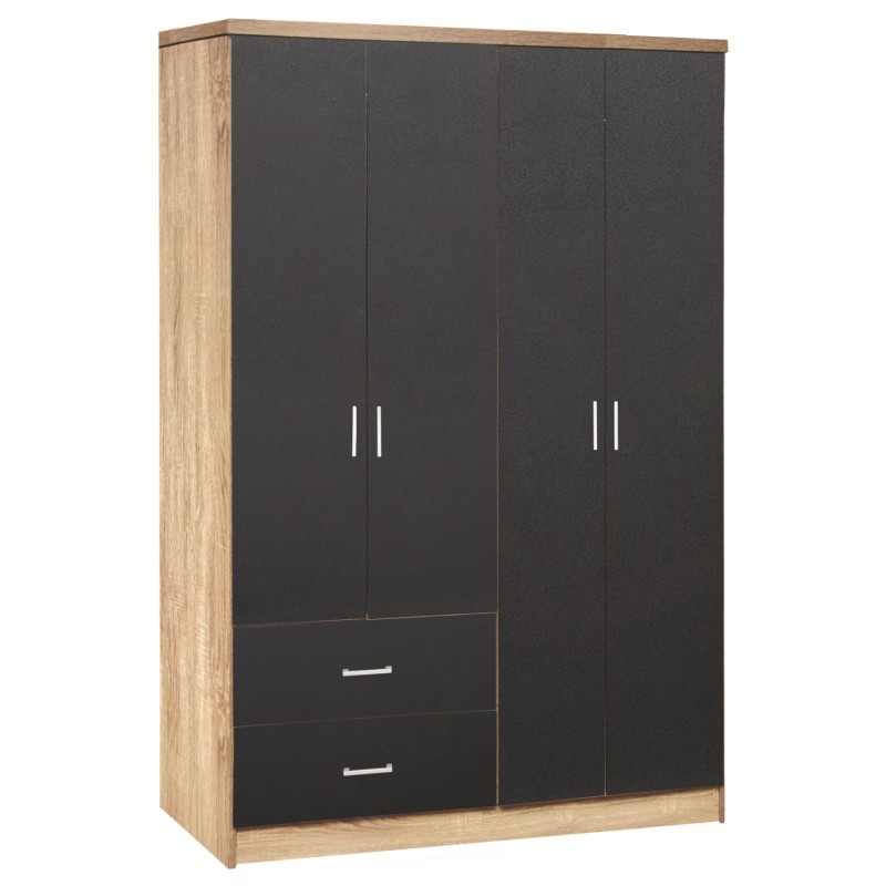 Wardrobe 4 Doors with 2 drawers FK339.04 Sonama-Grey 120x42x181cm Wardrobe 4 Doors with 2 drawers FK339.04 Sonama-Grey 120x42x181cm