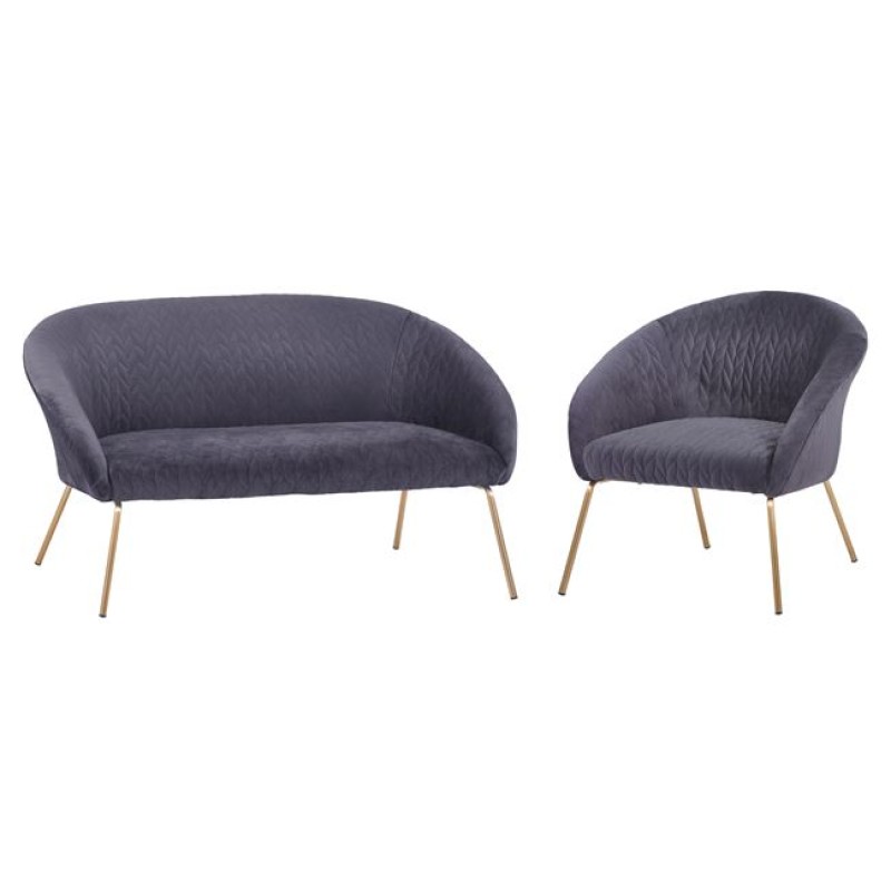 Set livingroom 2 pieces Joyte FK11253.01 Grey Velvet with gold legs Set livingroom 2 pieces Joyte FK11253.01 Grey Velvet with gold legs