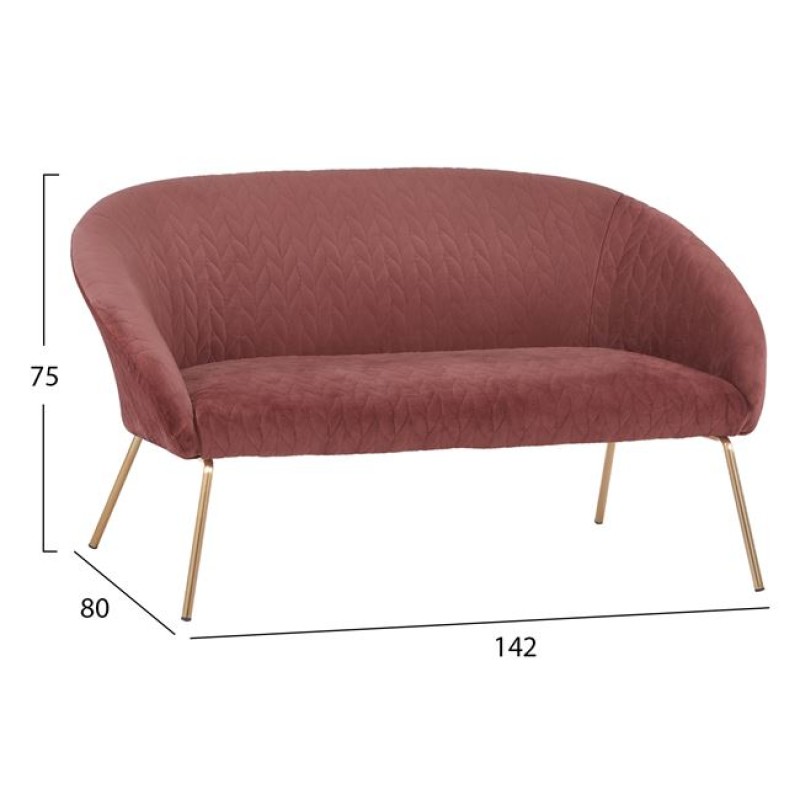 LIVING ROOM SET 2PCS FK11253.02 FROM VELVET DUSTY PIINK WITH GOLD LEGS