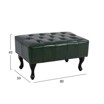 PIANO STOOL T.CHESTERFIELD EMMA FK226.08 PU CYPRESS GREEN-BLACK LEGS 80x45x39Hcm