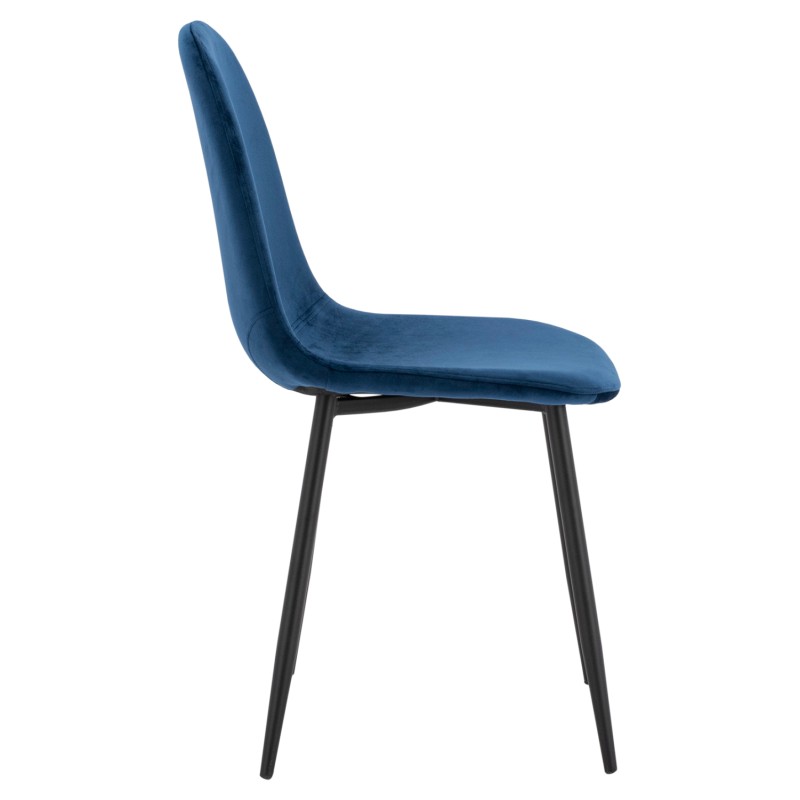 Chair Leonardo Velvet Blue with Metallic Legs FK00100.08 43x54x88 cm.