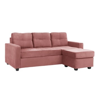 SOFA CORNER REVERSIBLE FABRIC VELVET DUSTY PINK 207x145x85Y cm. FK3004.12