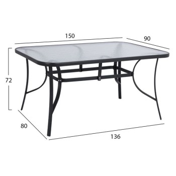Set dining table 7 pieces FK10561.01 with table 150x90x72cm from grey metal Set dining table 7 pieces FK10561.01 with table 150x90x72cm from grey metal