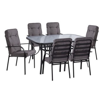 Set dining table 7 pieces FK10561.01 with table 150x90x72cm from grey metal