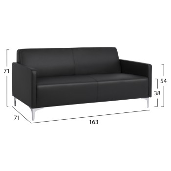 Sofa 3 seater Nellie FK3159.31 with black PU 163x71x71cm Sofa 3 seater Nellie FK3159.31 with black PU 163x71x71cm