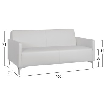 Sofa 3 seater Nellie FK3159.32 with white PU 163x71x71cm Sofa 3 seater Nellie FK3159.32 with white PU 163x71x71cm