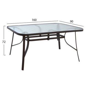 Set dining table 7 pieces FK10564.01 with Table 160x90x72cm from brown metal. Set dining table 7 pieces FK10564.01 with Table 160x90x72cm from brown metal.