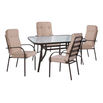 OUTDOOR DINING SET 5PCS ENDIKA FK10562.02 METALLIC 5PCS BROWN-BEIGE