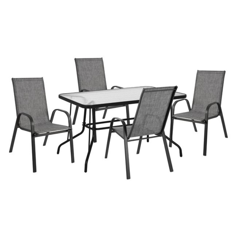 OUTDOOR DINING SET 5PCS FK10565.01 TABLE 120X70X71H & 4 ARMCHAIRS-GREY METAL OUTDOOR DINING SET 5PCS FK10565.01 TABLE 120X70X71H & 4 ARMCHAIRS-GREY METAL