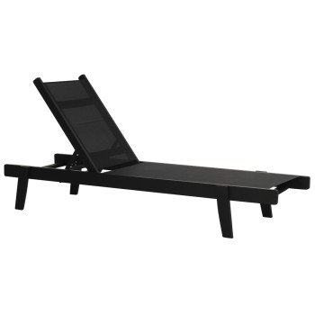 Professional Sunbed Beech wood Creta Black & Black Fabric FK11340.02 202,5x66,5x30,5 cm
