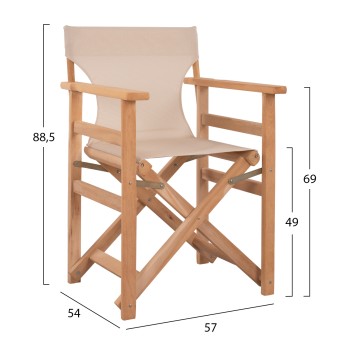 Director's Chair Limnos Impregnated in natural color with cream textline FK10543.60 57x54x88.5 cm. Director's Chair Limnos Impregnated in natural color with cream textline FK10543.60 57x54x88.5 cm.