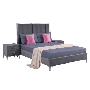 Set Bedroom 3 pieces Velvet Grey FK11257.01 Set Bedroom 3 pieces Velvet Grey FK11257.01