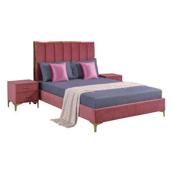 BEDROOM SET 3 PCS VELVET DUSTY PINK FK11257.02
