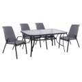 OUTDOOR DINING SET 5PCS FK10570.01-CHAIRS WITH CUSHION & TABLE 150X90-GREYcm OUTDOOR DINING SET 5PCS FK10570.01-CHAIRS WITH CUSHION & TABLE 150X90-GREYcm